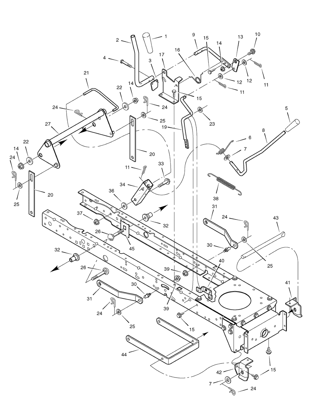 Mower Housing Suspension Diagram and Parts List for 425624X190A-552547 2006 Briggs and Stratton Lawn Tractor